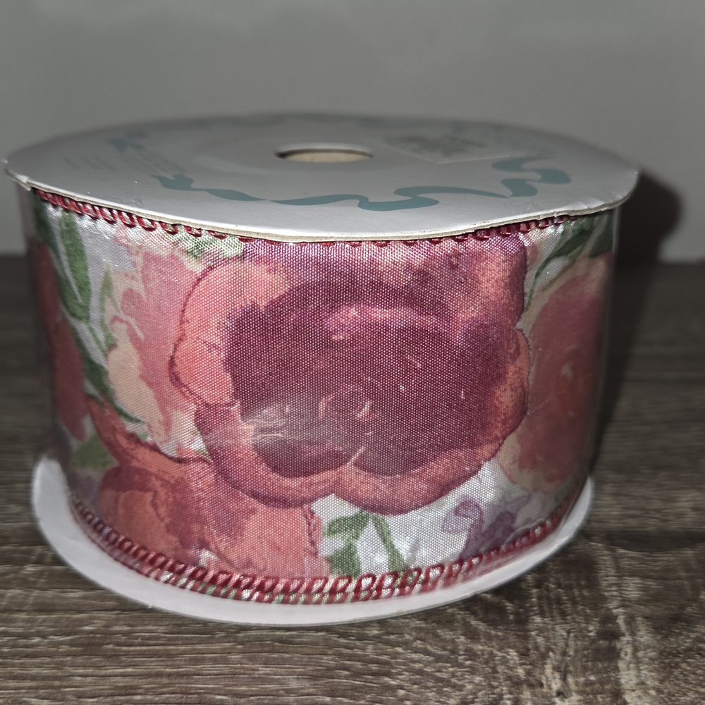The burton+BURTON Watercolor Roses Ribbon in Blush